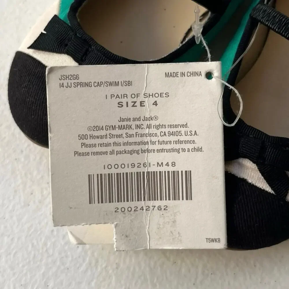 Janie and Jack Mary Jane Ballet Flats Little Girls Size 4 Green Black Bow NEW